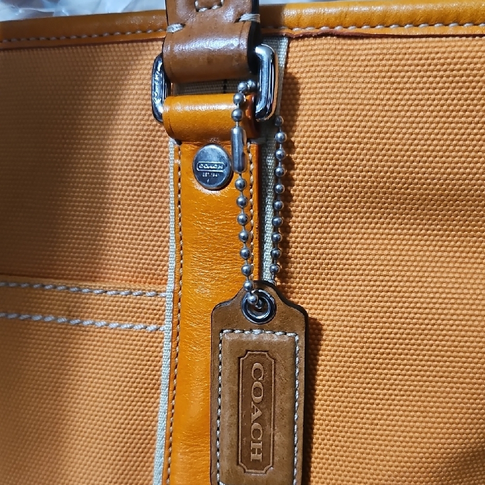 COACH EUC Orange Travel Tote Bag with Coach Scarf - Picture 2 of 16